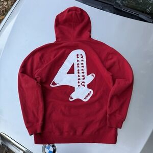 4hunnid Worldwide Red Heavyweight Graphic Print Hoodie Men's Large